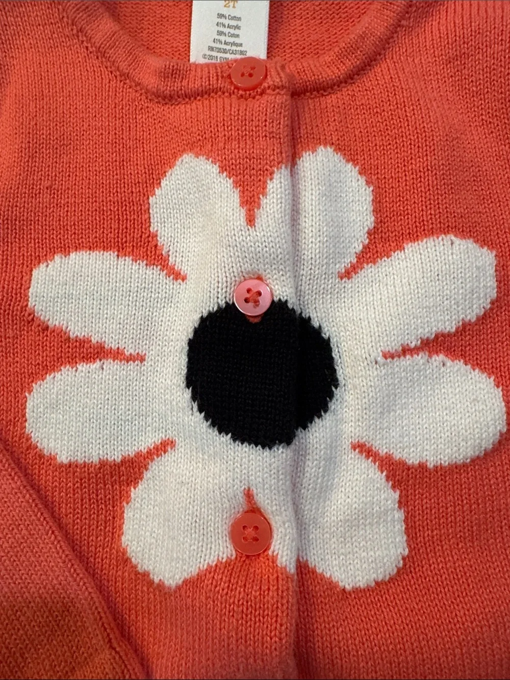 Gymboree Coral Knit Cardigan with White & Navy Daisy